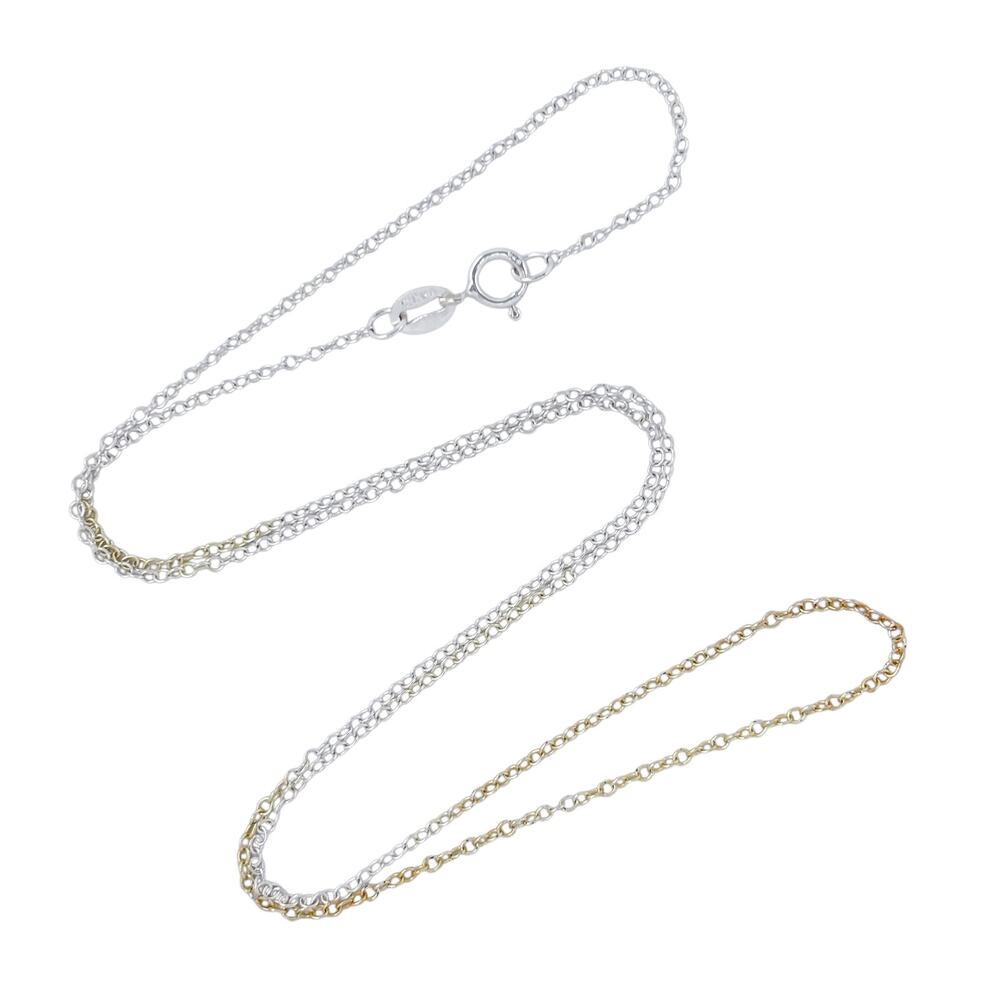 Vintage Sterling Silver 925 Gold Plate Ombre Accents Cable Chain Necklace 18"